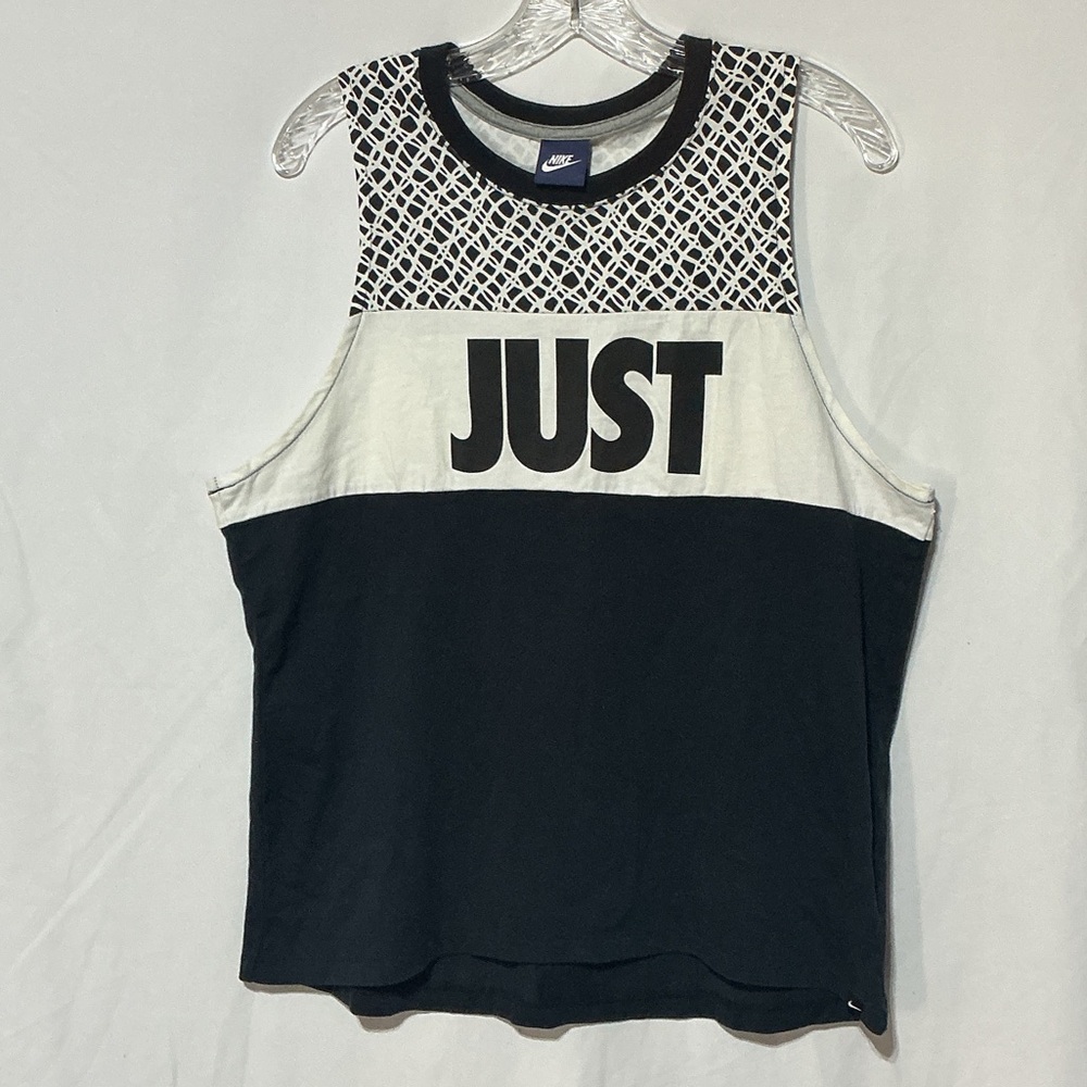 Nike Women’s Black & White 'JUST Do IT' Graphic Sleeveless Tank Top Sz L